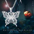 wholesale 925 Sterling Silver Blue Enamel Butterfly Pendant Necklace-0-5