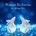 wholesale 925 Sterling Silver Teardrop Blue Moonstone Animal Stud Earrings for Women Girls -0-4