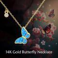 wholesale 14k Gold Blue Butterfly Opal Necklace Wholesale With Lab Diamond Charm-0-2