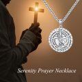 wholesale 925 Sterling Silver Praying Hands Cross Serenity Prayer Medal Pendant Necklace-0-3