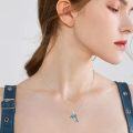 wholesale 925 Sterling Silver Turquoise Dolphin Pendant Necklace for Women - Hypoallergenic  48cm Chain Length-0-3