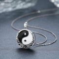 wholesale 925 Sterling Silver Yin Yang Pendant Necklace with Black Onyx and White Enamel Design for Men & Women-0-2
