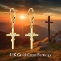 wholesale 14K Gold Diamond Rose Cross Dangle Earrings for Women Christian s-0-3