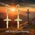 wholesale 14K Gold Heart and Diamond Cross Dangle Earrings for Women Christian s-0-3