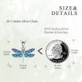 wholesale 925 Sterling Silver Dragonfly Pendant with Blue Enamel and CZ Stones Necklace for Women-0-3