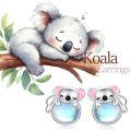 wholesale 925 Sterling Silver Cute Koala Pink Enamel Blue Opalite Platinum Plated Stud Earrings-0-3