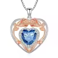 TOUPOP 925 Sterling Silver 12 Birthstone Heart Rose Pendant Necklace-0-0