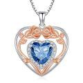 TOUPOP 925 Sterling Silver 12 Birthstone Heart Rose Pendant Necklace-0-0