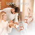 wholesale 925 Sterling Silver Plated Rose Gold  Double Heart Drop Earrings with Cubic Zirconia-0-1