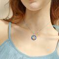wholesale 925 Sterling Silver Blue Crystal Heart Pendant Necklace with Gymnast Design-0-1