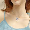 wholesale 925 Sterling Silver Blue Crystal Heart Pendant Necklace with Gymnast Design-0-1