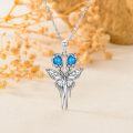 wholesale 925 Sterling Silver Butterfly Blue Stone Pendant Necklace for Women Girls  48cm Chain Length-0-1