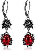 wholesale 925 Sterling Silver Red Crystal Gothic Rose Drop Earrings for Women-0-0