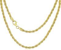 wholesale 925 Sterling Silver 14K Gold Plated Cubic Zirconia Cut Rope Chain 1 3mm 16 26-Length:16 Inch Width:1MM, 14k Yellow Gold