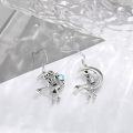 wholesale 925 Sterling Silver Gothic Skeleton Moon Crescent Dangle Earrings for Women-0-2