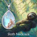 wholesale 925 Sterling Silver Teardrop Blue Moonstone Sloth Pendant Necklace-0-1