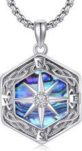 wholesale 925 Sterling Silver Abalone Shell Celtic Knot Compass Pendant Necklace Graduation Friendship Talisman Travel s for Women and Girls-0-0