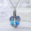 wholesale 925 Sterling Silver Tree of Life Heart Shape Blue Crystal Keepsake Pendant Necklace with Funnel and Fill Tool - Memorial Ashes Holder Jewelry for Men & Women-0-3