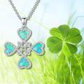 wholesale 925 Sterling Silver Heart-Shaped Green Opal Pendant Necklace with Triquetra Design-0-2