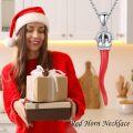 wholesale 925 Sterling Silver Crowned Red Coral Horn Pendant Necklaces Lucky Charm s for Women and Girls-0-4