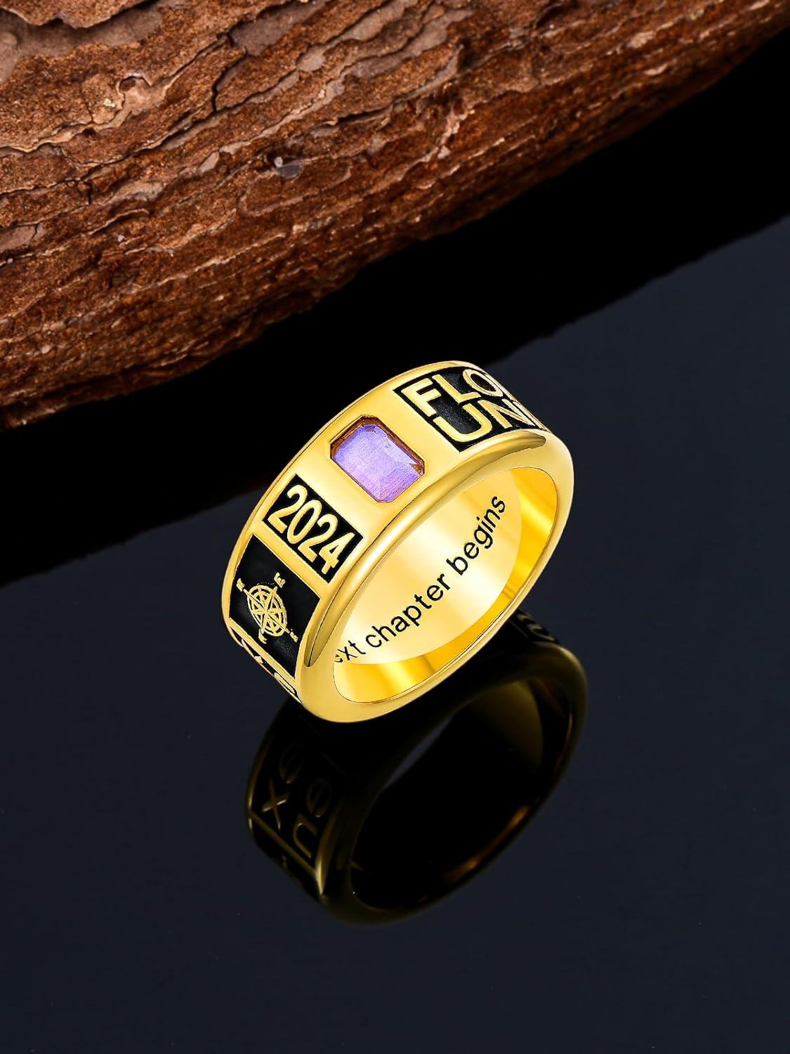 925 Sterling Silver Birthstone Men s High School Class Ring Customizable Graduation Jewelry Gift-0-3