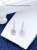 wholesale 925 Sterling Silver Teardrop Green Moss Agate Bohemian Filigree Dangle Earrings Gift for Her-0-3