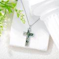 wholesale  Sterling Silver Genuine Gemstone Faith Cross Necklace for Women -0-27