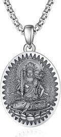 wholesale 925 Sterling Silver Zodiac Bodhisattva Amulet Pendant Necklace  Buddha Talisman Protection Jewelry for Men with 24+2 mm Box Chain-0-0