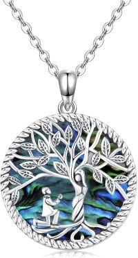 wholesale 925 Sterling Silver Abalone Shell Tree of Life with Cross Pendant Necklace Gift for Women-B-Proposal-Abalone shell
