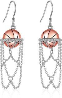 wholesale 925 Sterling Silver Basketball Dangle Drop Earrings for Women-Basketball