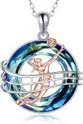 wholesale 925 Sterling Silver Volleyball Player Necklace with Abalone Shell and Crystal Inspirational Sport Jewelry for Women-0-0