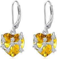 wholesale 925 Sterling Silver Birthstone 12 Constellations Heart Dangle Earrings-11-Nov-Scorpio(10.24-11.22)