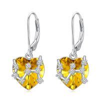 wholesale 925 Sterling Silver Birthstone 12 Constellations Heart Dangle Earrings-11-Nov-Scorpio(10.24-11.22)