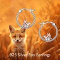 wholesale 925 Sterling Silver Fox Hoop Earrings - Cute Animal  for Her-0-5