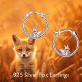 wholesale 925 Sterling Silver Hoop Earrings Wholesale With Cute Fox Charm-0-5