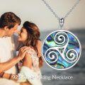 wholesale 925 Sterling Silver Abalone Shell Triskele Celtic Knot Pendant Necklace-0-3