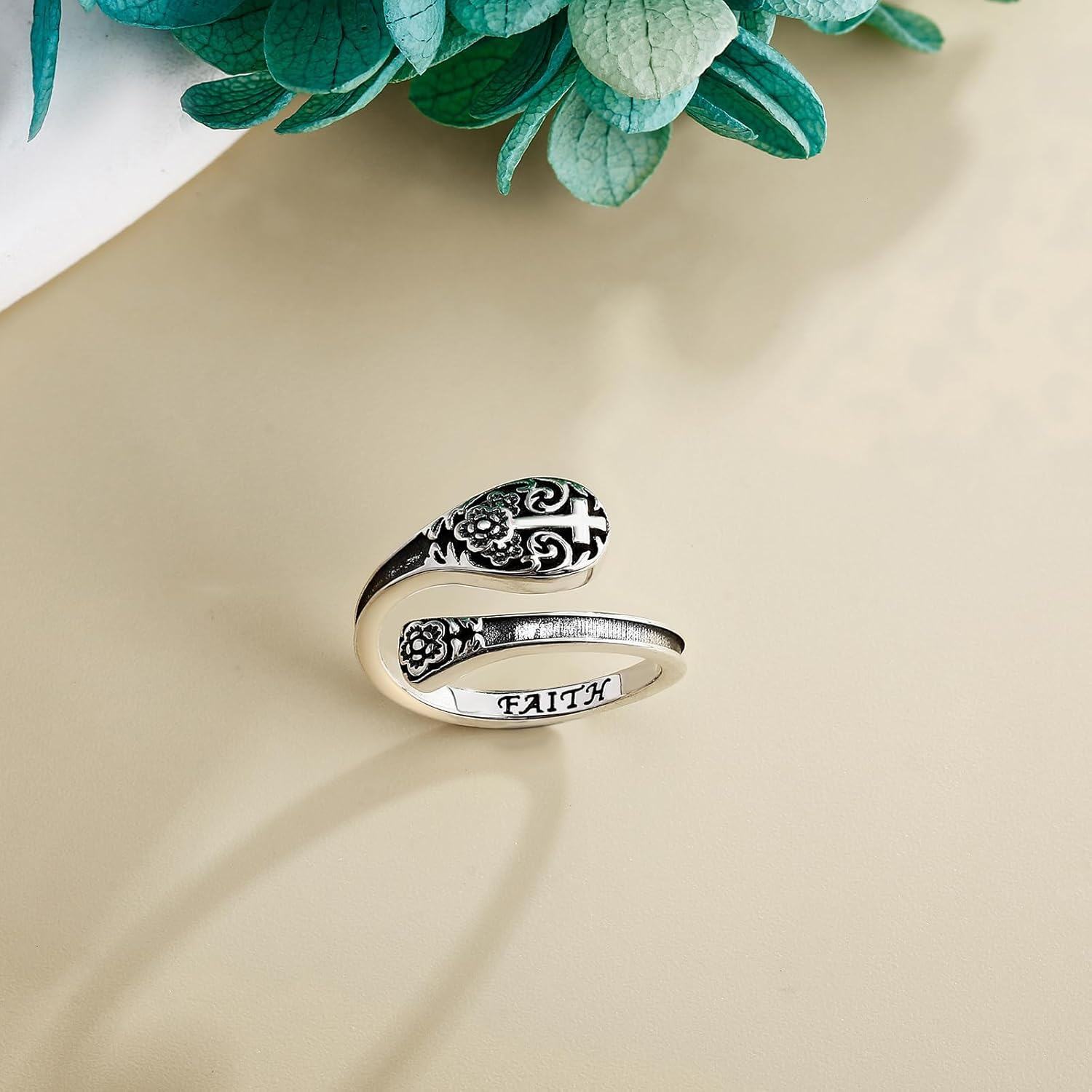 Sterling Silver Spoon Rings for Women Vintage Thumb Rings Jewelry -0-2
