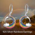 wholesale 925 Sterling Silver Rainbow Moon & Cloud Drop Earrings for Women Girls -0-3
