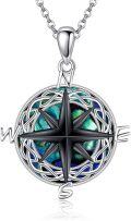 wholesale 925 Sterling Silver Green Enamel Norse Compass Pendant Necklace-0-0