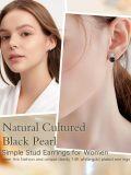 wholesale Freshwater Cultured Black Pearl Earrings For Women S925 Sterling Silver Clip On Drop Earrings Anniversary Jewelry Christmas Valentine Mothers Day Birthday Gifts For Women Her Wife -0-2
