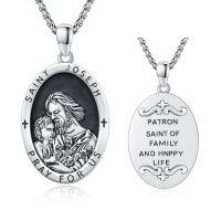 wholesale 925 Sterling Silver Saint Joseph Patron of Family and Happy Life Pendant Necklace for Men & Women-F02-Saint Joseph-F02-Saint Joseph