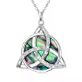 TOUPOP Sterling Silver Abalone Celtic Knot Triquetra Pendant Necklace-0-0