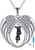 wholesale 925 Sterling Silver Angel Wing Cremation Jewelry Keepsake Memorial Urn Necklace w/Heart Charm & Funnel Set-0-0