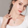 wholesale 925 Sterling Silver Cross Pendant Necklace With Abalone Shell Hummingbird Flower Design-0-14