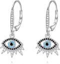 wholesale 925 Sterling Silver Blue Evil Eye Dangle Drop Earrings s for Women and Girls-0-0