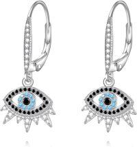 wholesale 925 Sterling Silver Blue Evil Eye Dangle Drop Earrings s for Women and Girls-Evil Eye-Silver