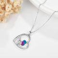 wholesale 925 Sterling Silver Rooster Pendant Necklace with Colorful Enamel and Cubic Zirconia Gifts for Women-0-4