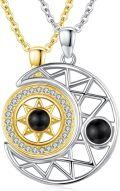 wholesale Sterling Silver Sun Moon Necklace Set Romantic Valentine s Gift for Couples-0-6