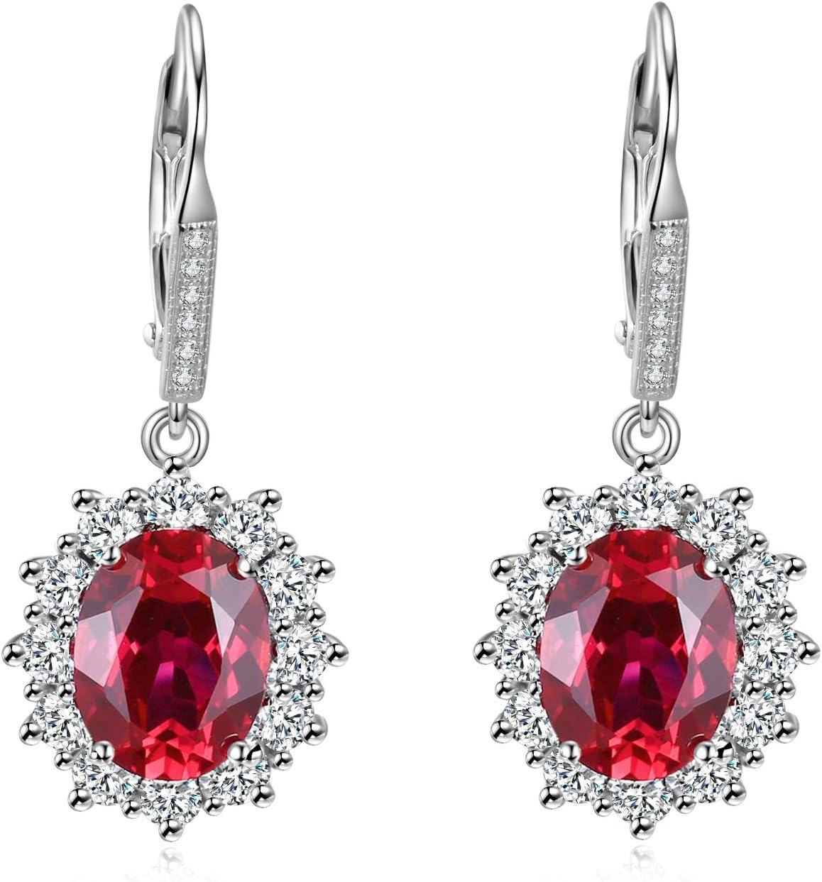 wholesale 925 Sterling Silver Oval Cut Birthstone Dangle Leverback Earrings for Women Mom-0-0
