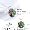 wholesale 925 Sterling Silver Tree of Life Malachite Green Stone Gold Sunflowers Pendant Necklace for Women Girls  43cm Chain Length-0-3
